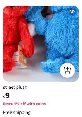 AliExpress listing for "Street Plush".

They're clearly Elmo and Cookie Monster.