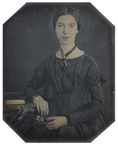 Daguerreotype taken at Mount Holyoke, December 1846 or early 1847; the only authenticated portrait of Dickinson after early childhood.