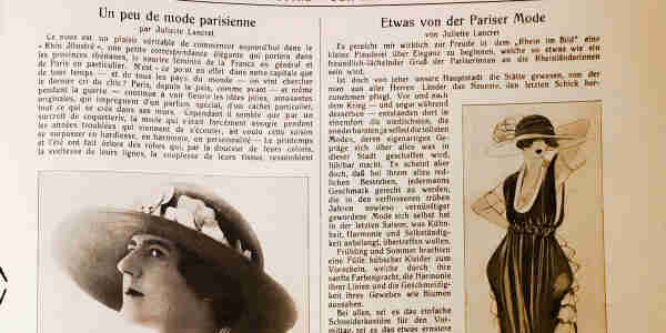 L’article « Un peu de mode parisienne » rédigé par Juliette Lancret paru le 6 septembre 1919. Photo: Juliette Bertin