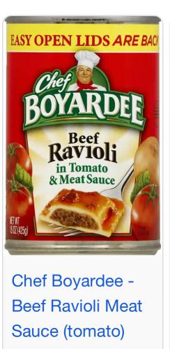 Can of Beef Ravioli in Tomato & Meat Sauce from the brand Chef Boyardee 