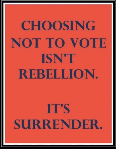 Choosing not to vote isn't rebellion. 

It's suurender.