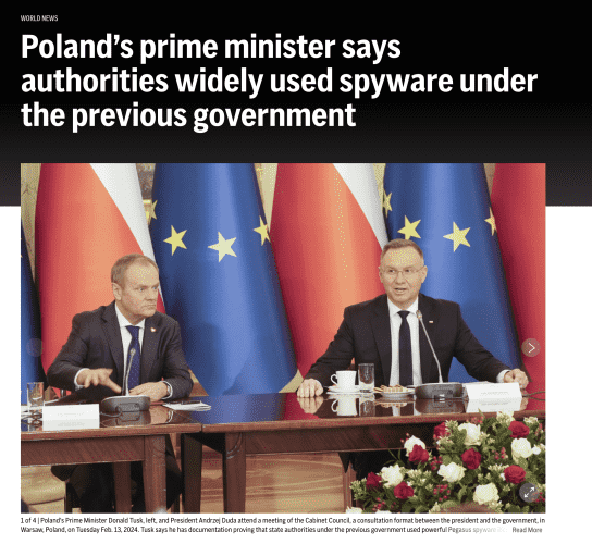 Poland’s prime minister says authorities widely used spyware under the previous government
