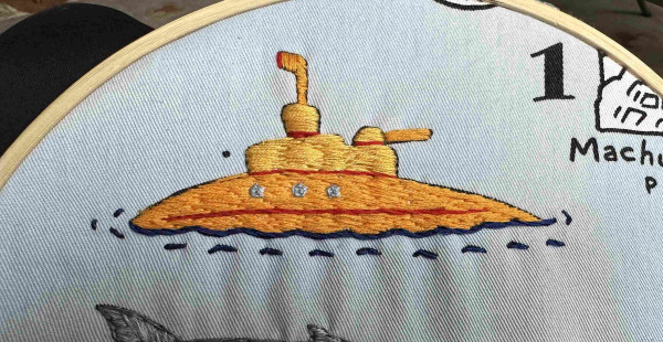 An embroidered yellow submarine 