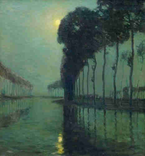 Charles Warren Eaton (1857-1937)  Moonlight at the Canal in Bruges.