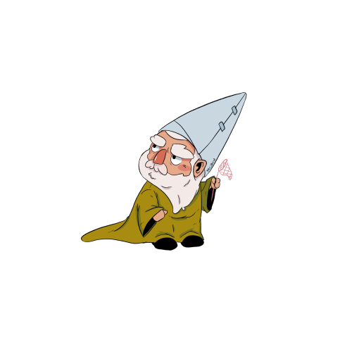 a digital illustration in cartoon style of the tiktok green wizard. he's tiny wearing a green cloak and a makeshift wizard hat using paper.