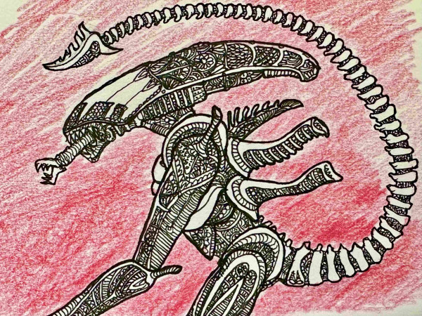 Profile drawing of a xenomorph from Alien

Profilzeichnung eines Xenomorphs von Alien