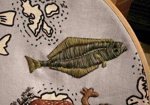 An embroidered plaice 