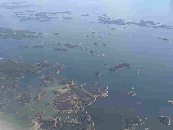 A view of the Finnish fjords, seen from the window of a Finnair twin-prop flight from Talinn, Estonia.