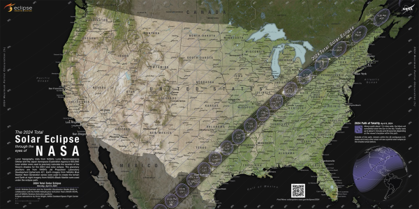 The total solar eclipse will be visible along a narrow track stretching from Texas to Maine on April 8, 2024. A partial eclipse will be visible throughout all 48 contiguous U.S. states.