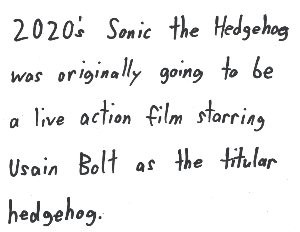 2020's Sonic the Hedgehog was originally going to be a live action film starring Usain Bolt as the titular hedgehog.