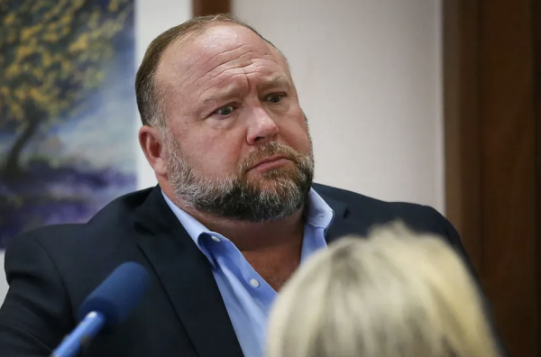 Image of Alex Jones on the stand while thinking about trans porn and meth 