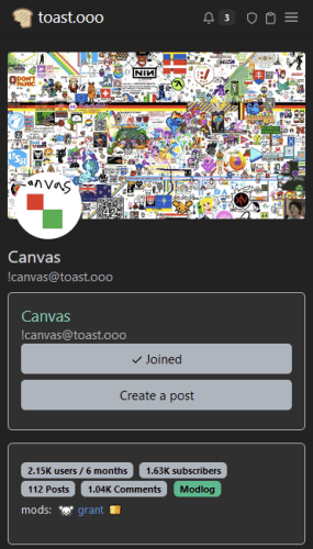 screenshot of the canvas fediverse events community, focusing on the banner and logo art