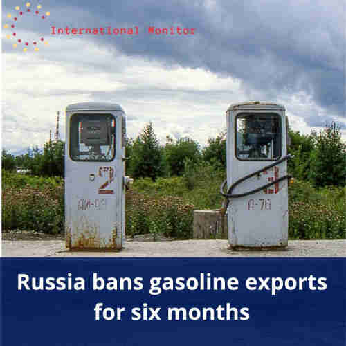 Old Russian gas pumps. Caption: Russia bans gasoline exports for six months.