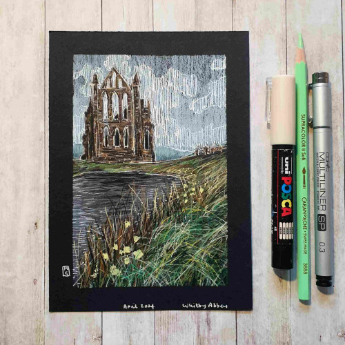 A drawing of Whitby Abbey