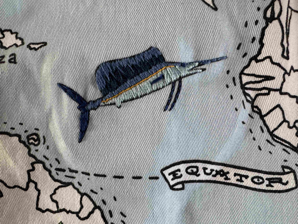 An embroidered sailfish 