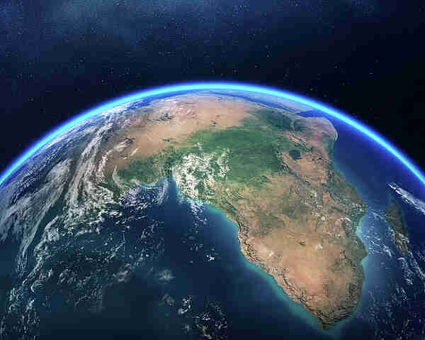 View of Earth from space, centered on Africa.