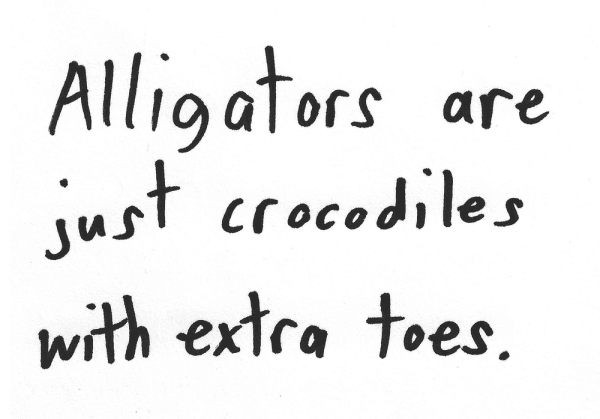 Alligators are just crocodiles with extra toes.