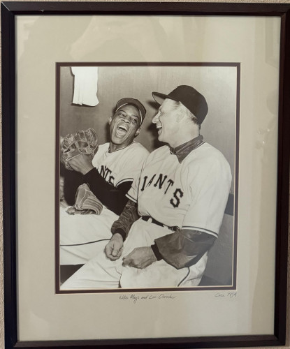 Willie Mays and Leo Durocher sharing a laugh. 