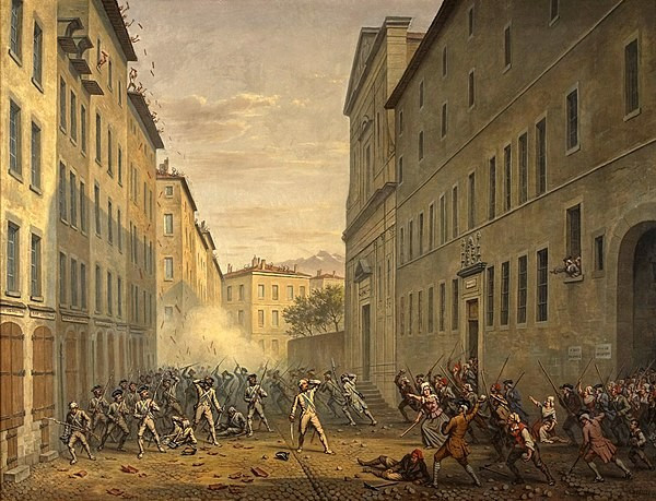 Day of the Tiles, painting By Alexandre Debelle, depicting street fighting between soldiers and workers - Musée de la Révolution française, CC BY-SA 4.0, https://commons.wikimedia.org/w/index.php?curid=64476412
