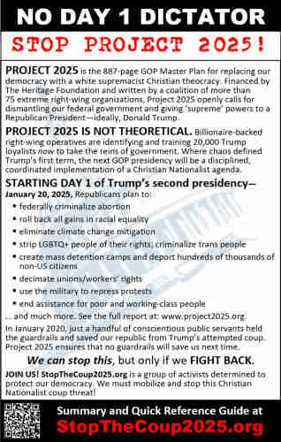 NO DAY 1 DICTATOR.  STOP PROJECT 2025!