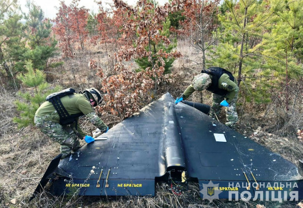 Remains of a Russian variant of Shahed-136 called Geran-2 found by Ukrainians in Vinnytsia Oblast, March 2024