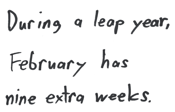 During a leap year, February has nine extra weeks.