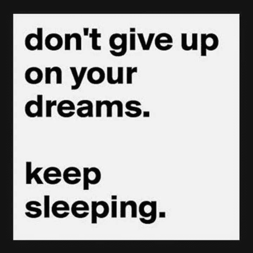 don't give up on your dreams. keep sleeping.