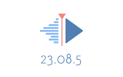 Kdenlive logo with version number under it. 23.08.5