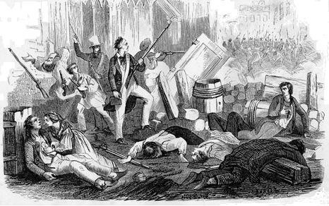 The death of Éponine during the June Rebellion, illustration from Victor Hugo's Les Misérables. By Fortuné Méaulle - Victor Hugo, Les Misérables, Paris, Eugène Hugues, 1879-1882, 5 volumes., Public Domain, https://commons.wikimedia.org/w/index.php?curid=22859022