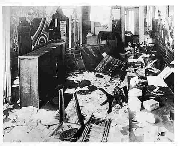 An IWW office after a police raid, 1919