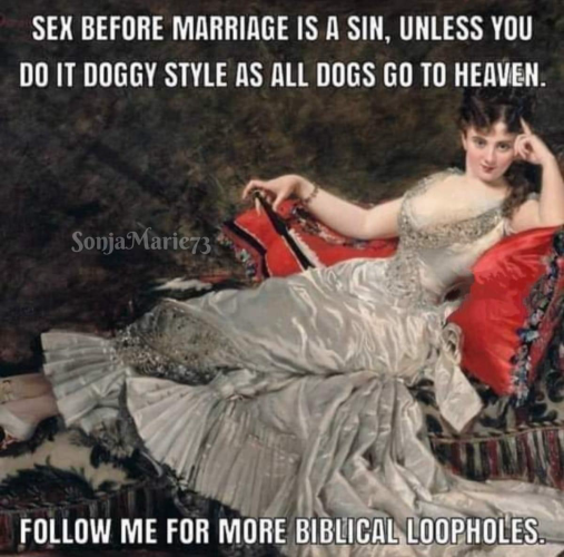 SEX BEFORE MARRIAGE IS A SIN, UNLESS YOU DO IT DOGGY STYLE AS ALL DOGS GO TO HEAVEN.  FOLLOW ME FOR MORE BIBLICAL LOOPHOLES.