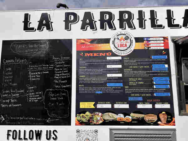 A photo of the menu at La Parilla Loca