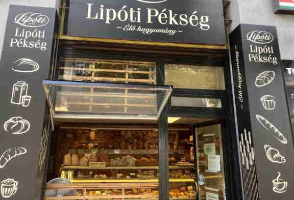 A typical small Hungarian pékség (bakery) in central Budapest.
