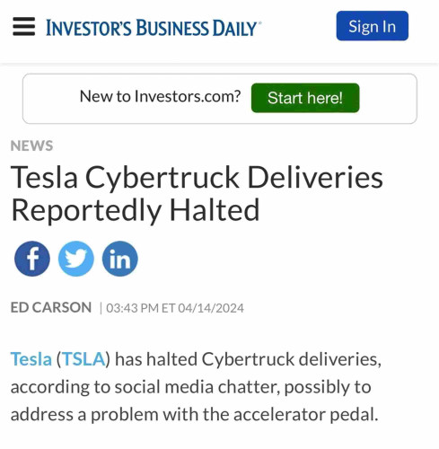 Tesla Cybertruck Deliveries Reportedly Halted