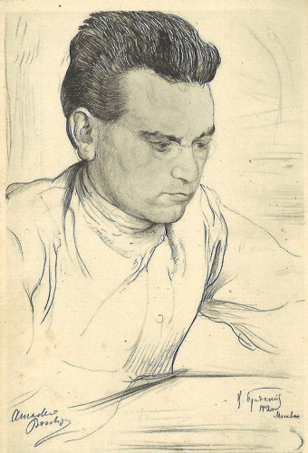 Bordiga in a 1920 drawing by Soviet painter Isaak Brodsky. By Isaak Brodsky - Soviet postcard, 1920, Public Domain, https://commons.wikimedia.org/w/index.php?curid=46756380