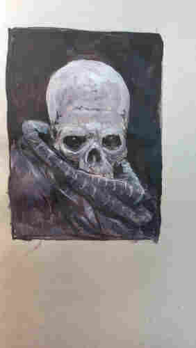 Acrylic sketch of a skull.
