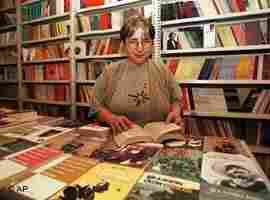Ayşe Nur Zarakolu in her bookstore.
