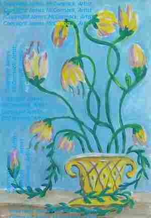 Yellow flowers in Vase, painting in gouache.