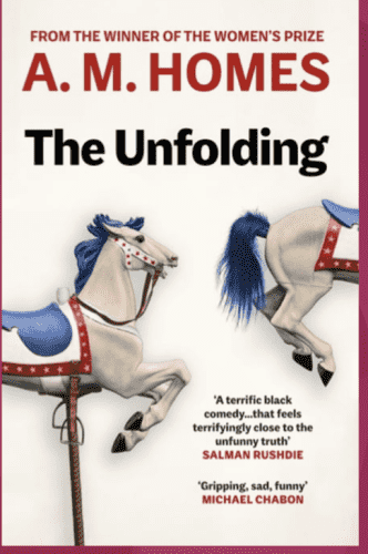 Cover of the ebook. Colour illustration  front and back of two carousel horses in red white and blue.
