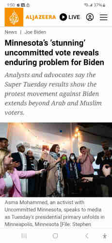 News story about the Muslim-led "uncommitted" vote in last Tuesday's Michigan Democratic primary