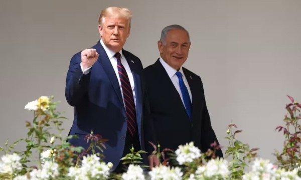 Trump and Netanyahu before the signing of the Abraham accords at the White House in 2020. Photograph: Saul Loeb/AFP/Getty Images