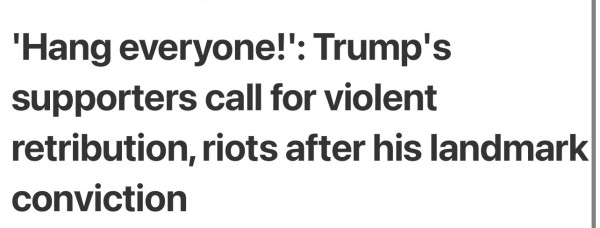 Headline Hang everyone!': Trump's supporters call for violent retribution, riots after his landmark conviction

Mike pence staying away from Lowe’s today 