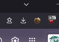 adblock icon in the top of the browser showing ">1k"