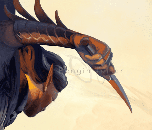 closeup of a hand from fanart of vax'ildan from critical role