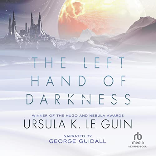Cover of the book "The Left Hand of Darkness" by Ursula K. Le Guin: A mountainous landscape in winter.