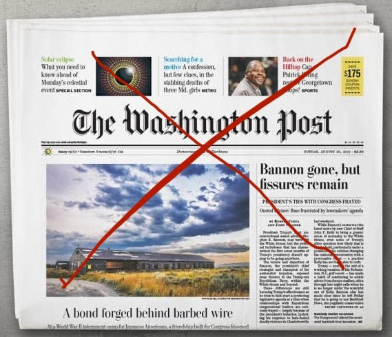 Red cross on front page of Washington Post. 