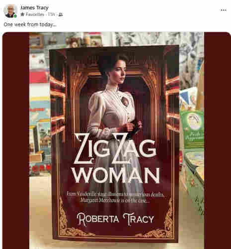 Book cover for Zig Zag Woman, by Roberta Tracy, with image of young Victorian woman in an ornate room.
