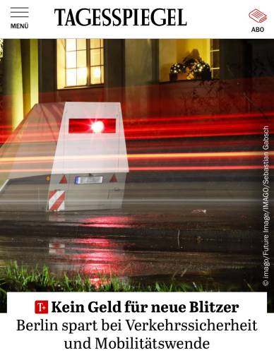 Plus Kein Geld für neue Blitzer: Berlin spart bei Verkehrssicherheit und Mobilitätswende
