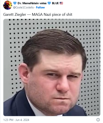 Photo of Gartett Ziegler, MAGA Nazi piece of shit.