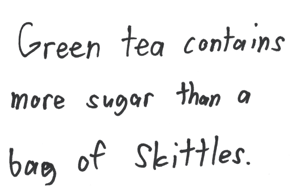 Green tea contains more sugar than a bag of Skittles.